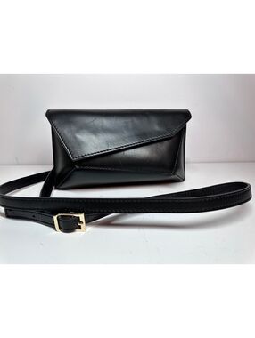 Stella Bianca Genuine Italian Leather Geometric Asymmetrical Crossbody Bag